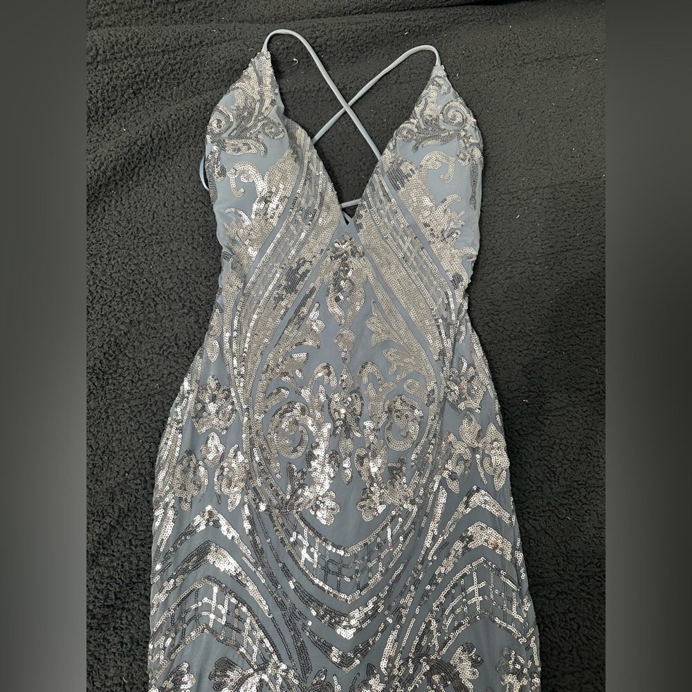 Windsor light blue and silver sequins dress